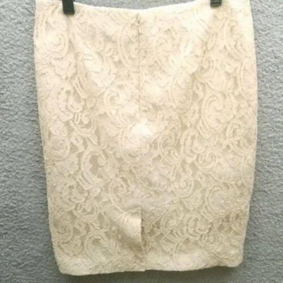 Cache Women's 6 Ivory Lined Paisley Embroidered Skirt Viscose Blend 30" 20.75" - Picture 5 of 8